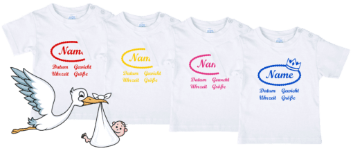 T-Shirt für Baby mit Namen und Geburtsdaten