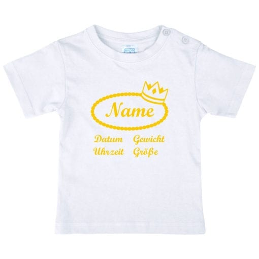 Baby T-Shirt mit Namen in gelb
