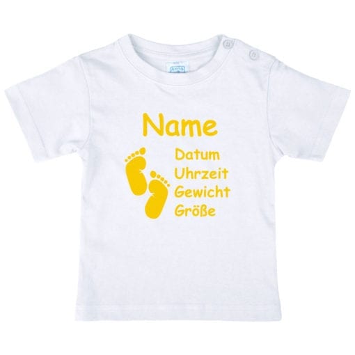 Baby T-Shirt mit Namen in gelb