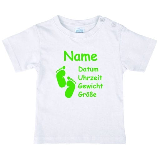 Baby T-Shirt mit Namen in neaongrün