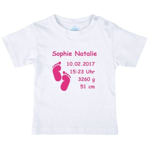 Baby T-Shirt mit Namen in pink