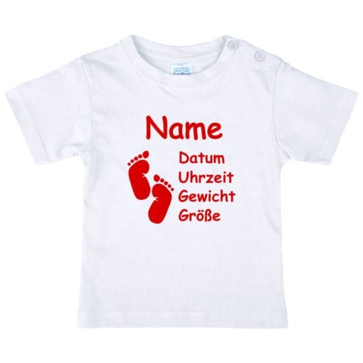 Baby T-Shirt mit Namen in rot